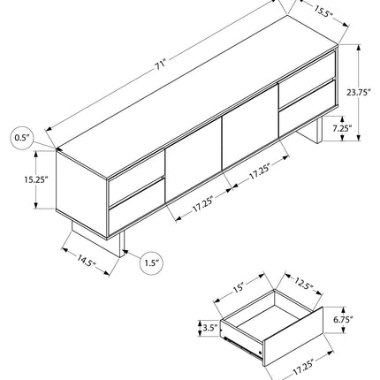 Meuble de téléviseur -  Brun simili-bois avec d’entreposage (I2718)