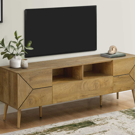 Meuble de téléviseur plaqué noyer clair - Monarch (I2753)