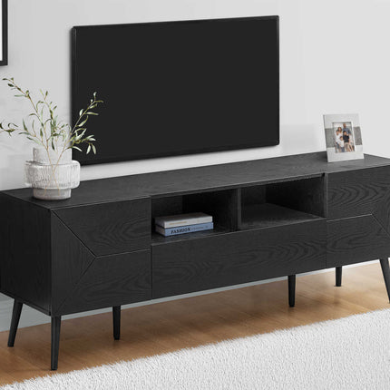 Meuble de téléviseur en simili-bois noir - Monarch (I2754)