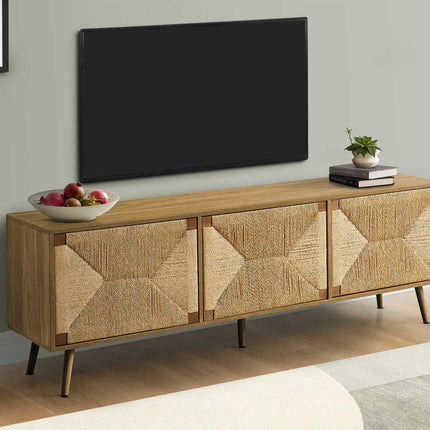 Meuble de téléviseur plaqué noyer clair - Monarch (I2793)