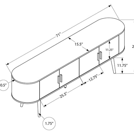 Meuble de téléviseur -  Noir et brun avec 4 portes simili-bois (I2798)