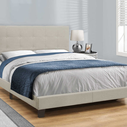 Base de lit Queen en tissu beige - Monarch (I5921Q)