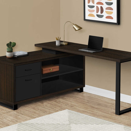 Bureau d'ordinateur moderne en coin, espresso - Monarch (I7710)