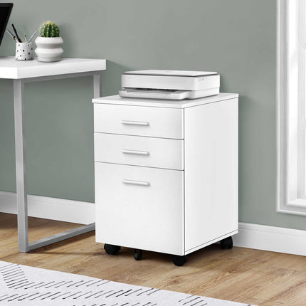 Classeur à 3 tiroirs blanc sur roulettes - Monarch (I7780)