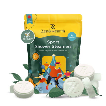 Zen & Hearth Sport Shower Steamers with Eucalyptus & Mint – Post-Workout Aromatherapy for Muscle Recovery & Sinus Relief | Made in Canada