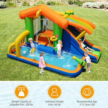Inflatable Bounce House Water Park with Slide and 480W Blower
