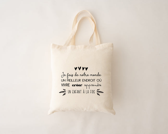 Sac en coton réutilisable - Je fais de notre monde...