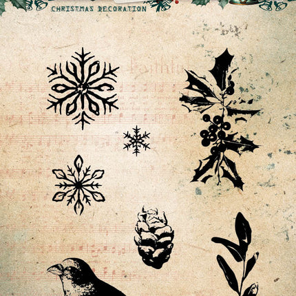 JMA Clear Stamp Christmas Decoration Festive Nostalgia 7 PC