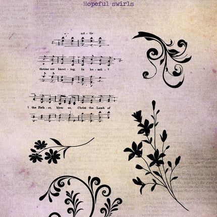 JMA Clear Stamp Hopeful Swirls Growing & Blooming 6 Pieces