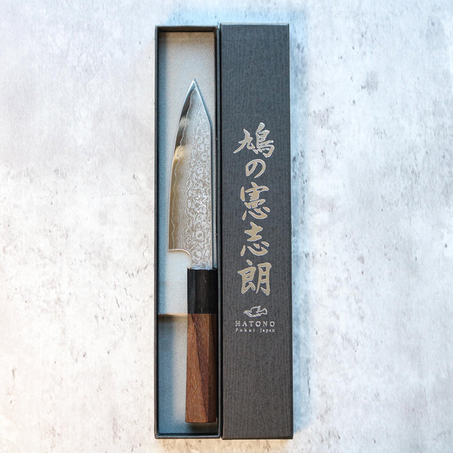 Kenshiro Hatono Ginsan Damascus Petty 135 mm Rosewood