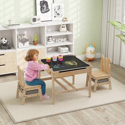 Kids Table and Chairs Set with Reversible Whiteboard-Robot-shaped