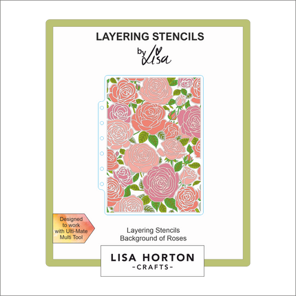 Lisa Horton Crafts Background Of Roses 5x7 Layering Stencils