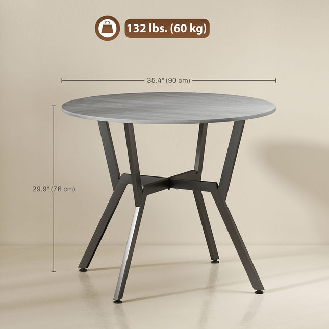 Ainsley 35" Round Dining Table with Steel Frame-Grey