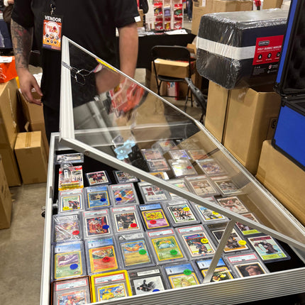 Lockable Aluminum Showcase Display Case 36x24x1.65" Black – Secure & Stylish Storage for Collectibles