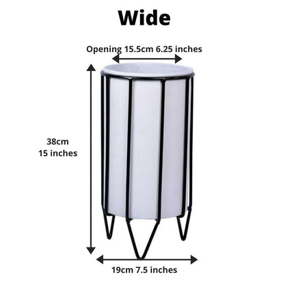 Mati - White Planter With Black Stand