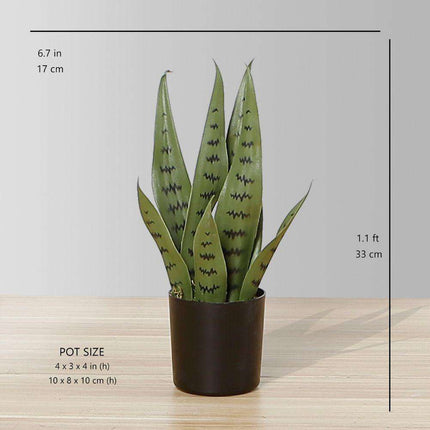Milo Artificial Snake Sansevieria Dark Green Potted Plant (Multiple Sizes)