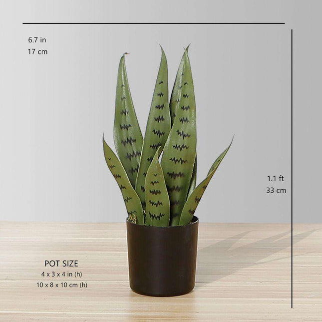 Milo Artificial Snake Sansevieria Dark Green Potted Plant (Multiple Sizes)