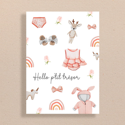 Carte 5x7" naissance - bébé fille