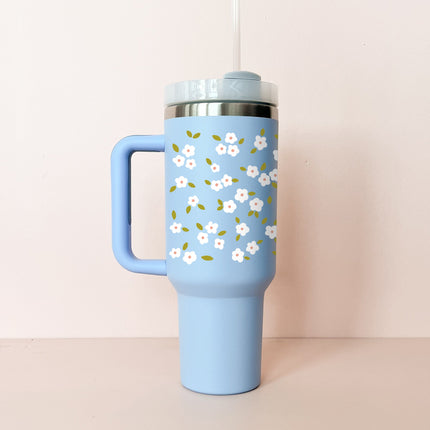 Gobelet isotherme 40oz - bleu Bloom blanc