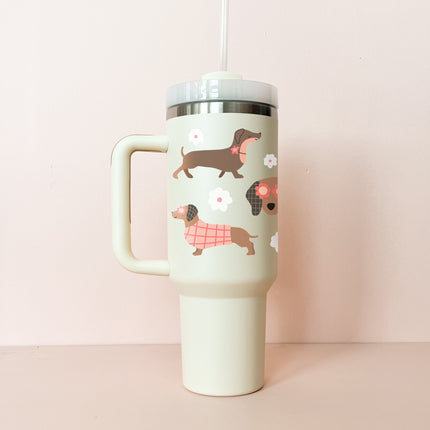 Gobelet isotherme 40oz - crème teckels de printemps