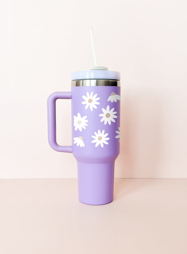 Gobelet isotherme 40oz - lavande fleurs d'été