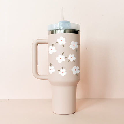 Gobelet isotherme 40oz - rose pâle Fleurs d'hiver