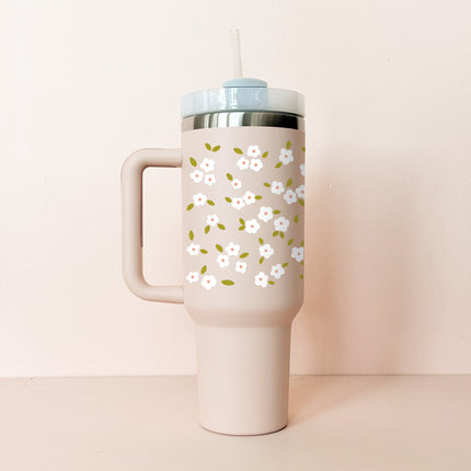 Gobelet isotherme 40oz - rose pâle Bloom blanc