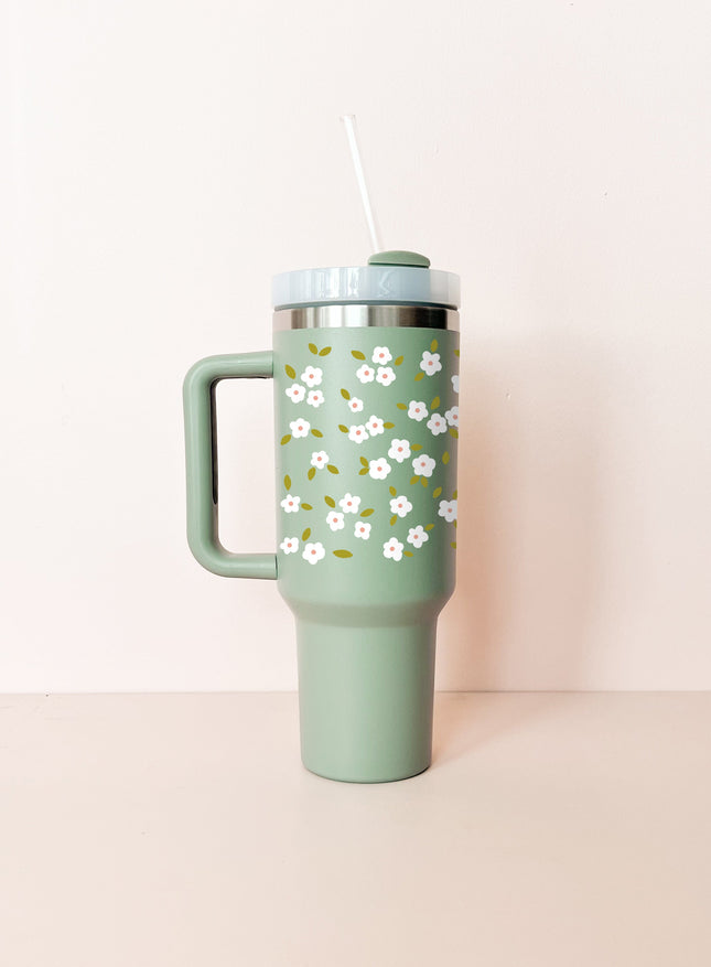 Gobelet isotherme 40oz - sauge Bloom blanc