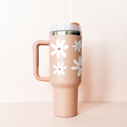 Gobelet isotherme 40oz - vieux rose marguerites