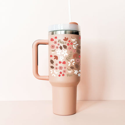 Gobelet isotherme 40oz - vieux-rose mosaïque d'automne