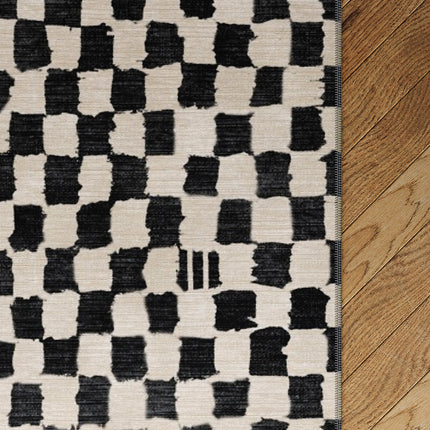Metro Checkered Black & White Rug