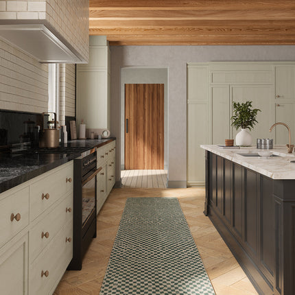 Metro Checkered Slate Green Rug