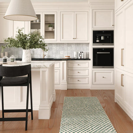 Metro Checkered Slate Green Rug