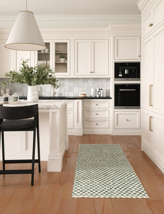 Metro Checkered Slate Green Rug