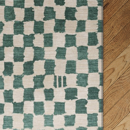 Metro Checkered Slate Green Rug