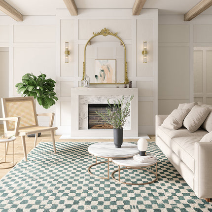 Metro Checkered Slate Green Rug
