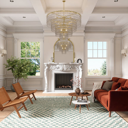 Metro Checkered Slate Green Rug