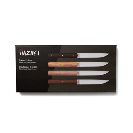 Hazaki Steak Knives 4 pc Kit - Mixed Wood