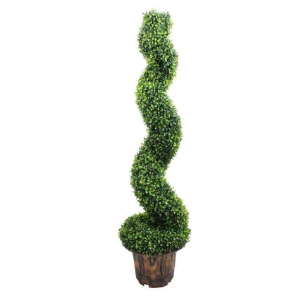 Norwich Faux Potted Spiral Boxwood Topiary Plant 48''