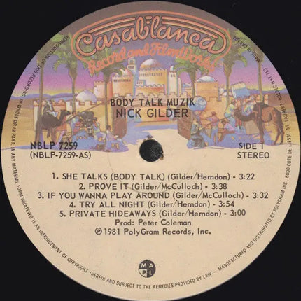 Nick Gilder – Body Talk Muzik - 1981 Original