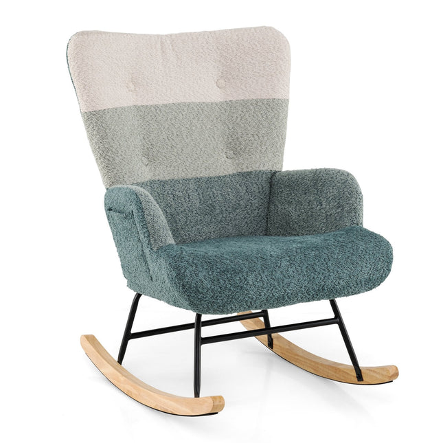 Nursery Rocking Chair with Ergonomic Armrests and High Backrest