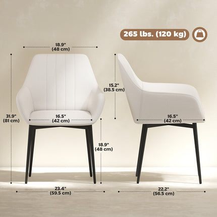 Robbie Modern Dining Chairs Set of 2 with Armrest-Beige