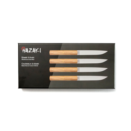 Hazaki Steak Knives 4 pc Kit - Olive Wood