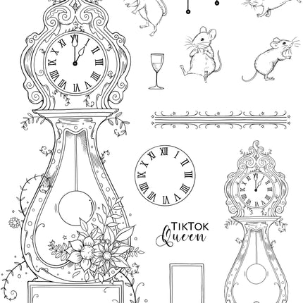 Pink Ink Designs Hickory Dickory Dock 6 in x 8 in Clear Stamp Set