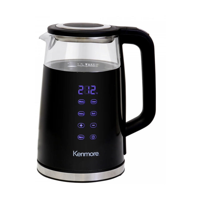 Bouilloire Kenmore de 1,7 L en verre à double paroi avec écran tactile (KKTKDB)