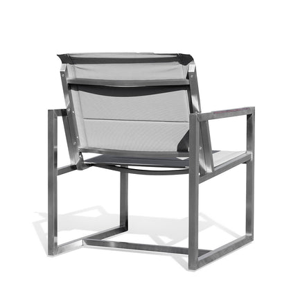 Pine Stainless Steel & Teak Outdoor Sling 2 Chairs Bistro Set