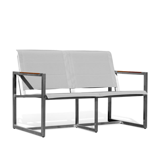 Pine Stainless Steel & Teak Outdoor Sling Loveseat