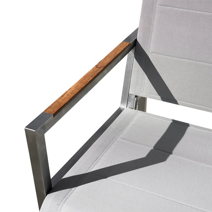 Pine Stainless Steel & Teak Outdoor Sling Loveseat