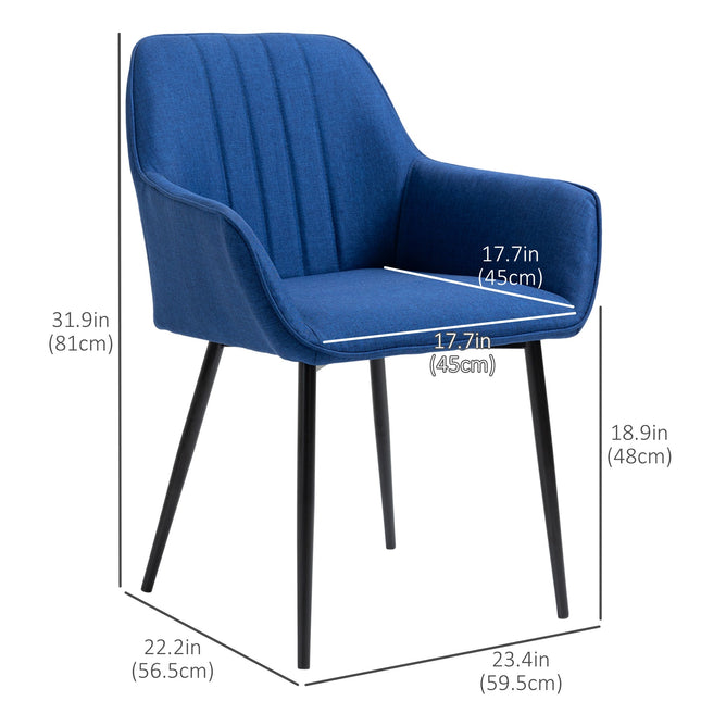 Robbie Modern Dining Chairs Set of 2 with Armrest-Dark Blue