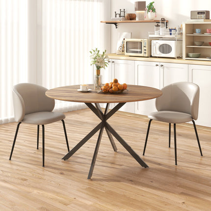 Amory 47" Round Industrial Dining Table with Steel Legs-Dark Brown/Black